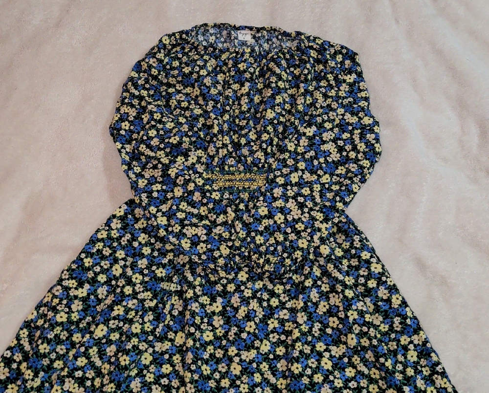 Sugar Floral Kids Dress - Blue and Yellow